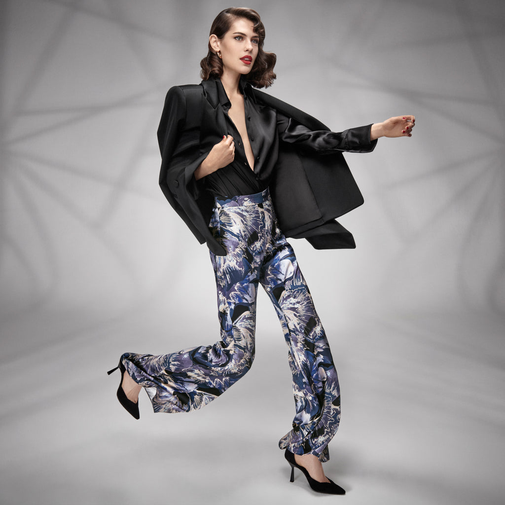Flared Silk Trousers
