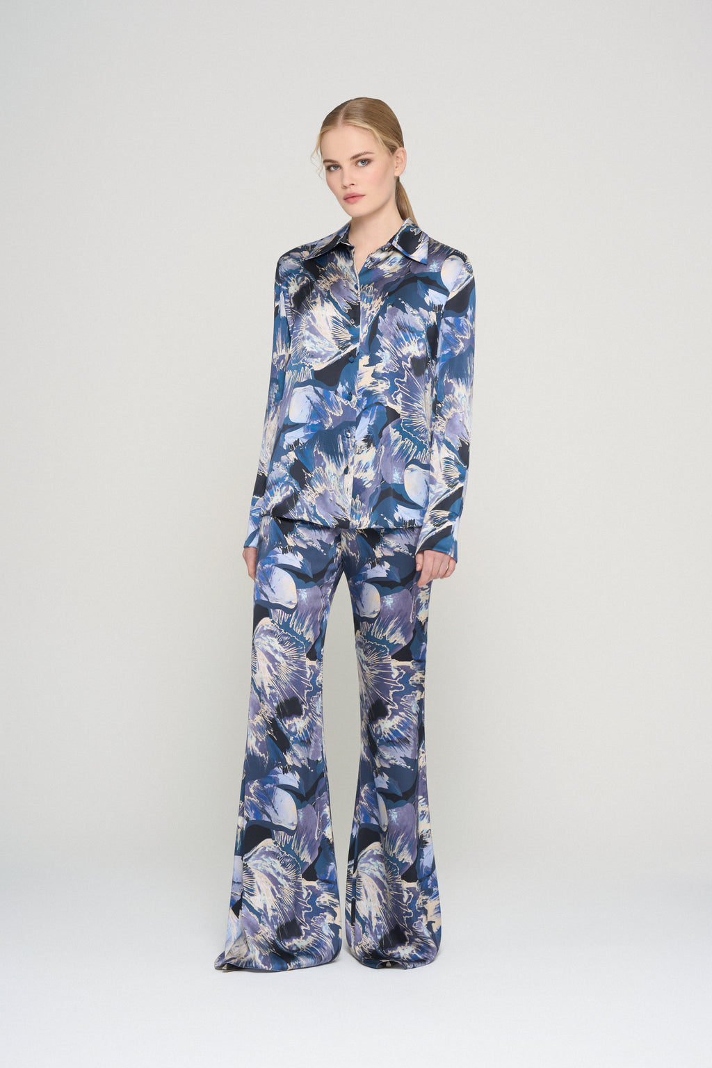 Flared Silk Trousers